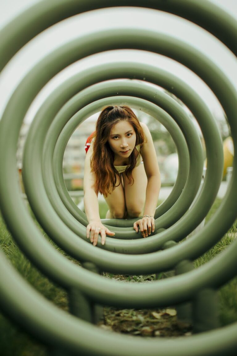 a woman on a playground